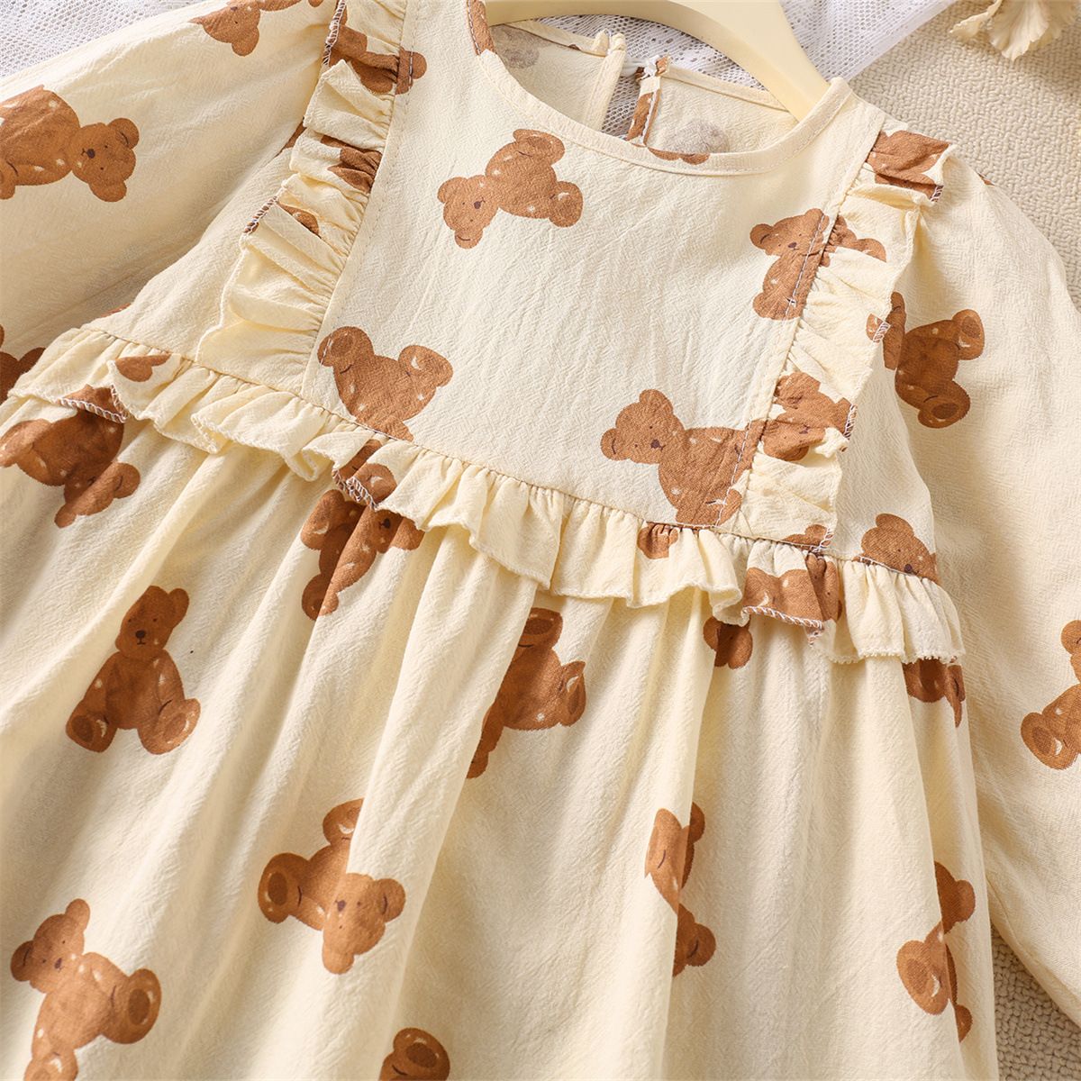 Simple Style Bear Printing Bear Cotton Blend Girls Dresses display picture 6