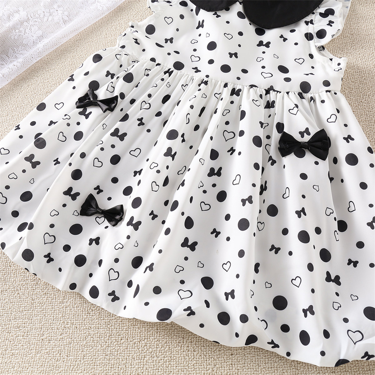 Cute Bow Knot Bowknot Cotton And Linen Blend Girls Dresses display picture 3