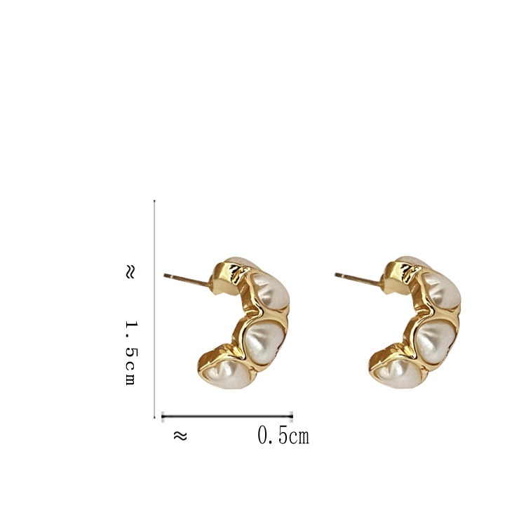 1 Paar Retro Herzform Inlay Legierung Perle Ohrringe display picture 10