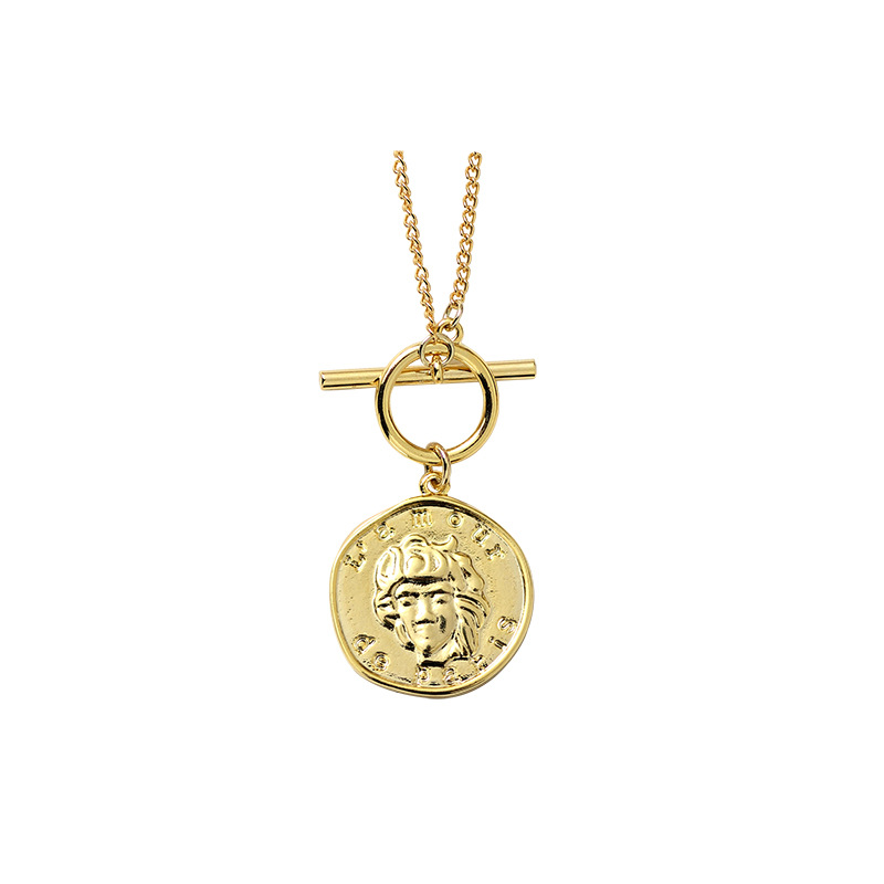 Copper 18K Gold Plated Simple Style Streetwear Human Round Toggle Pendant Necklace display picture 5