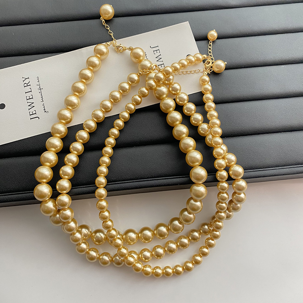 Einfacher Stil Runden Perlen Kupfer 18 Karat Vergoldet Frau Lange Halskette Halskette display picture 7