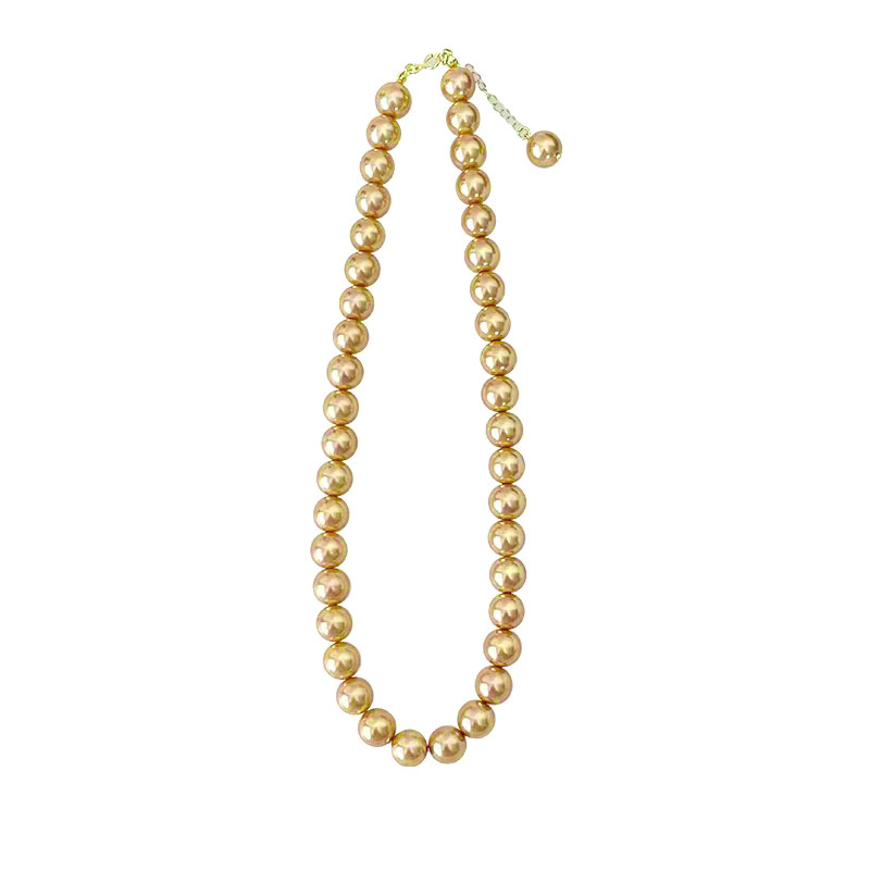 Simple Style Round Beaded Copper 18K Gold Plated Women's Long Necklace Necklace display picture 1