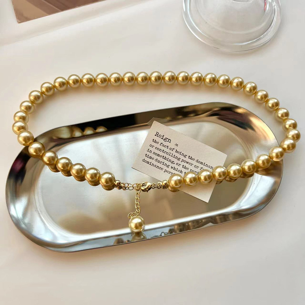 Einfacher Stil Runden Perlen Kupfer 18 Karat Vergoldet Frau Lange Halskette Halskette display picture 3
