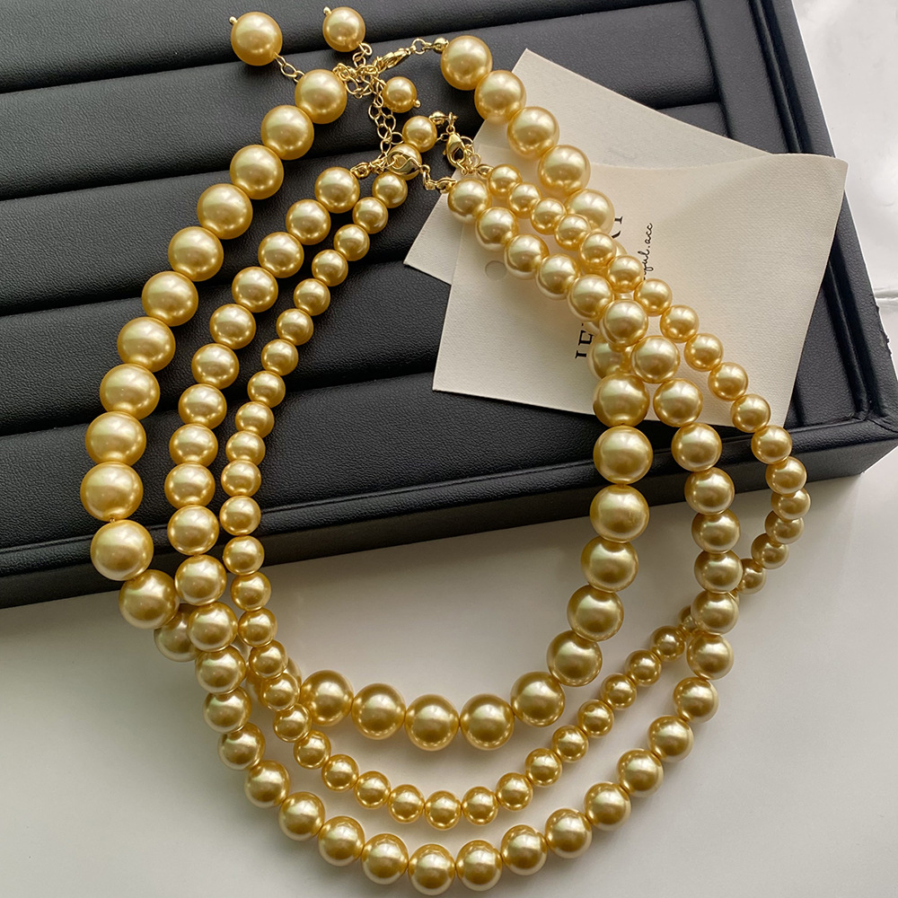 Einfacher Stil Runden Perlen Kupfer 18 Karat Vergoldet Frau Lange Halskette Halskette display picture 6