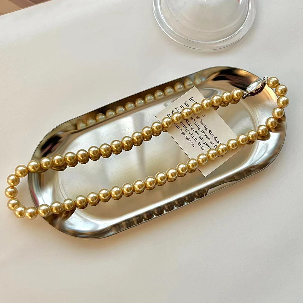Einfacher Stil Runden Perlen Kupfer 18 Karat Vergoldet Frau Lange Halskette Halskette display picture 4