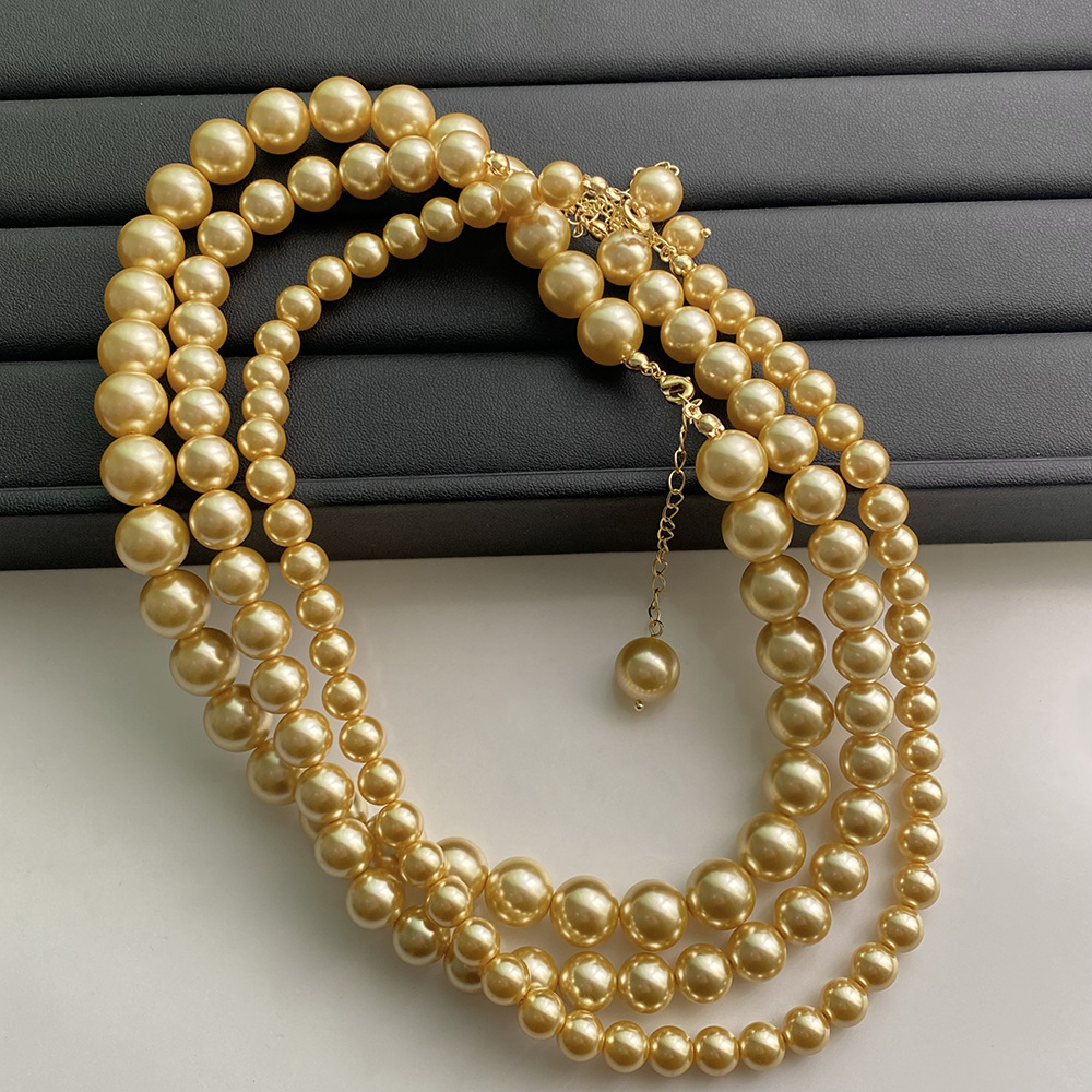 Einfacher Stil Runden Perlen Kupfer 18 Karat Vergoldet Frau Lange Halskette Halskette display picture 8