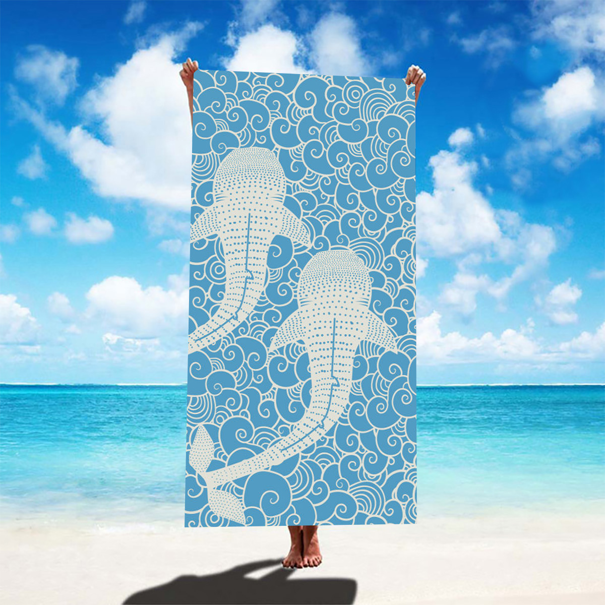 Vacation Tortoise Color Block Fish Superfine Fiber Beach Towel display picture 3