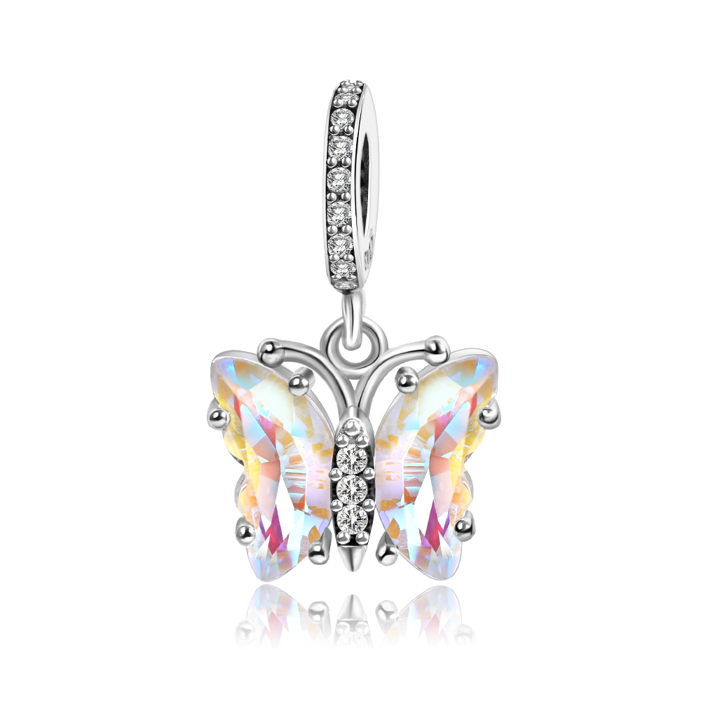 1 Piece 10.5 * Mm Hole 2~2.9mm Copper Zircon Silver Plated Butterfly Polished Beads display picture 2