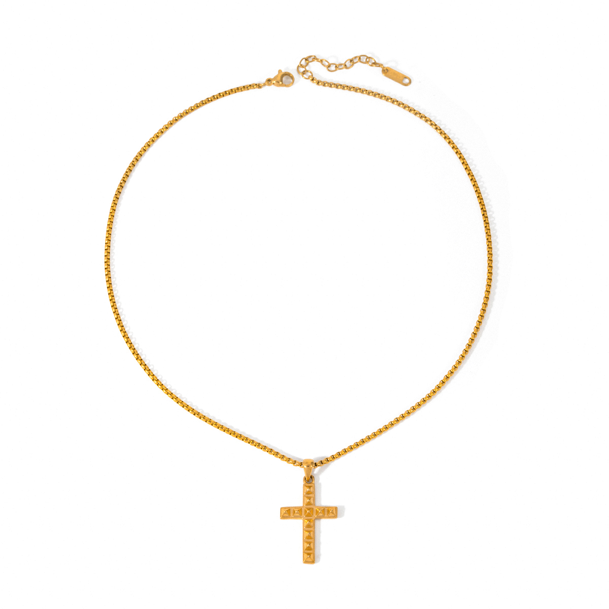 Stainless Steel 18K Gold Plated IG Style Cross Rivet Pendant Necklace display picture 1