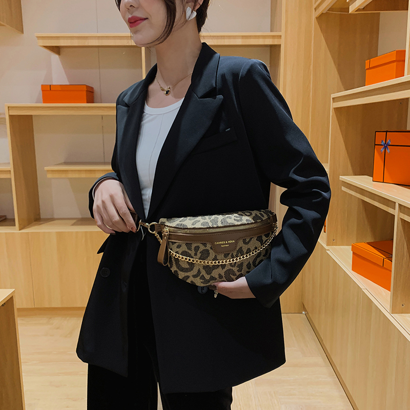 Women's Streetwear Geometric Leopard Canvas Waist Bags display picture 8