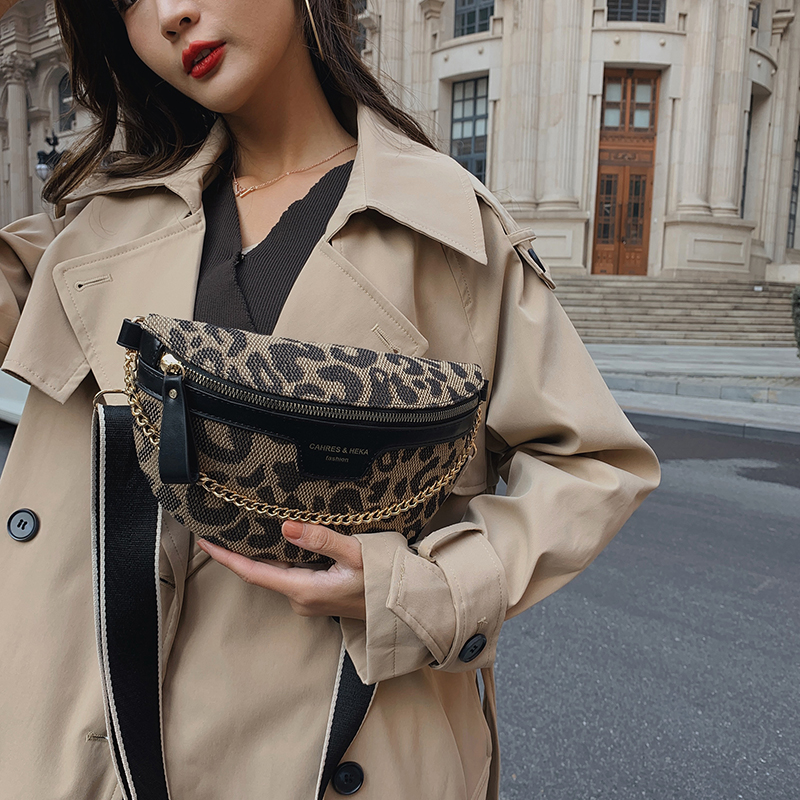 Women's Streetwear Geometric Leopard Canvas Waist Bags display picture 18