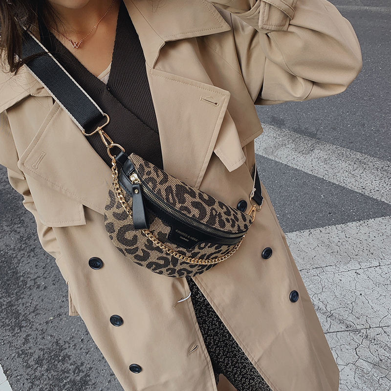 Women's Streetwear Geometric Leopard Canvas Waist Bags display picture 21