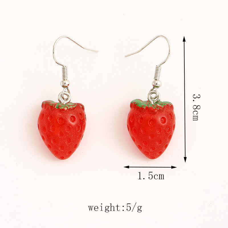 1 Pair Cute Sweet Strawberry Resin Drop Earrings display picture 2