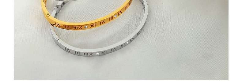 Titanium Steel 18K Gold Plated Vintage Style Simple Style Roman Numeral Zircon Bangle display picture 4