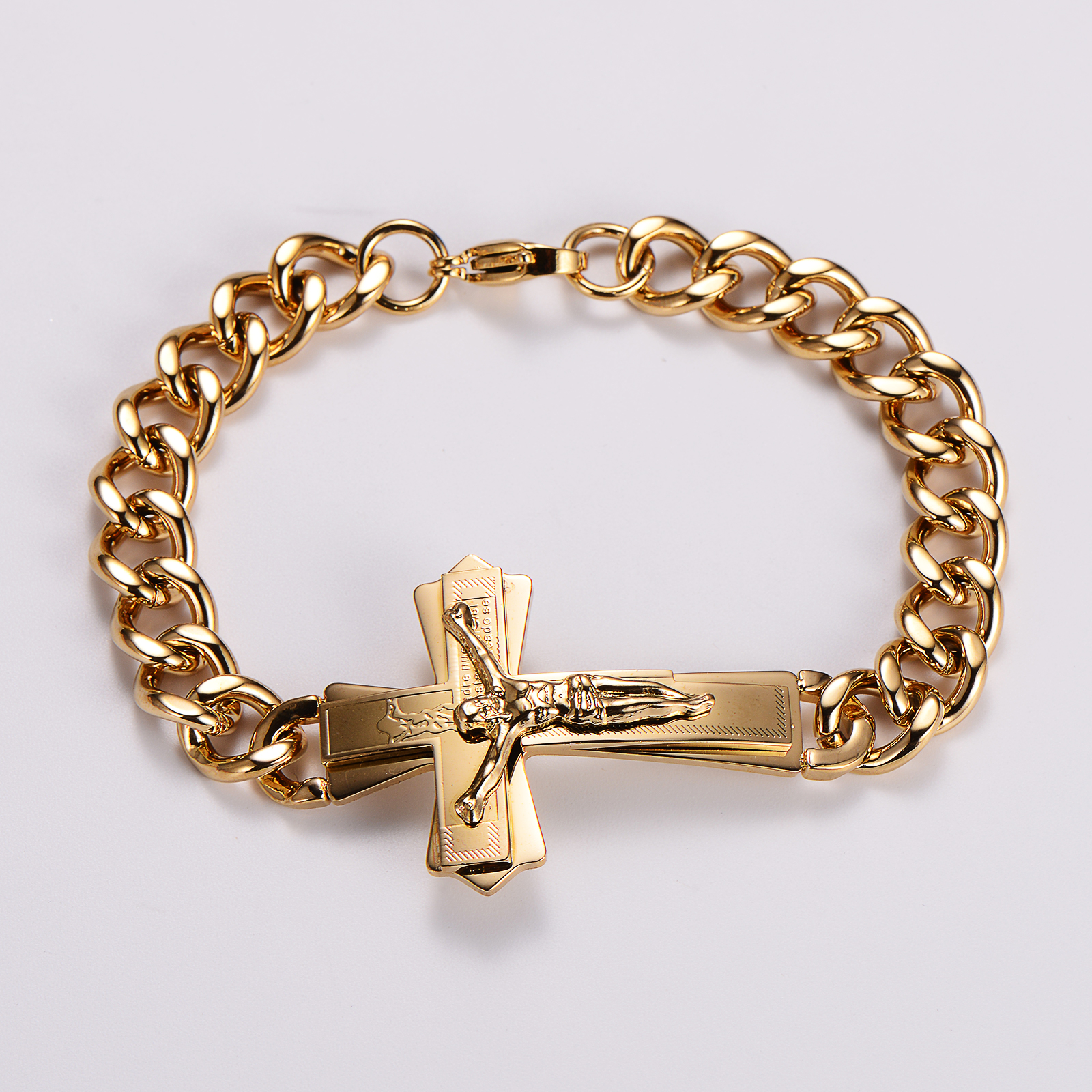 Casual Hip-Hop Cross Stainless Steel 18K Gold Plated Men's Bracelets display picture 7