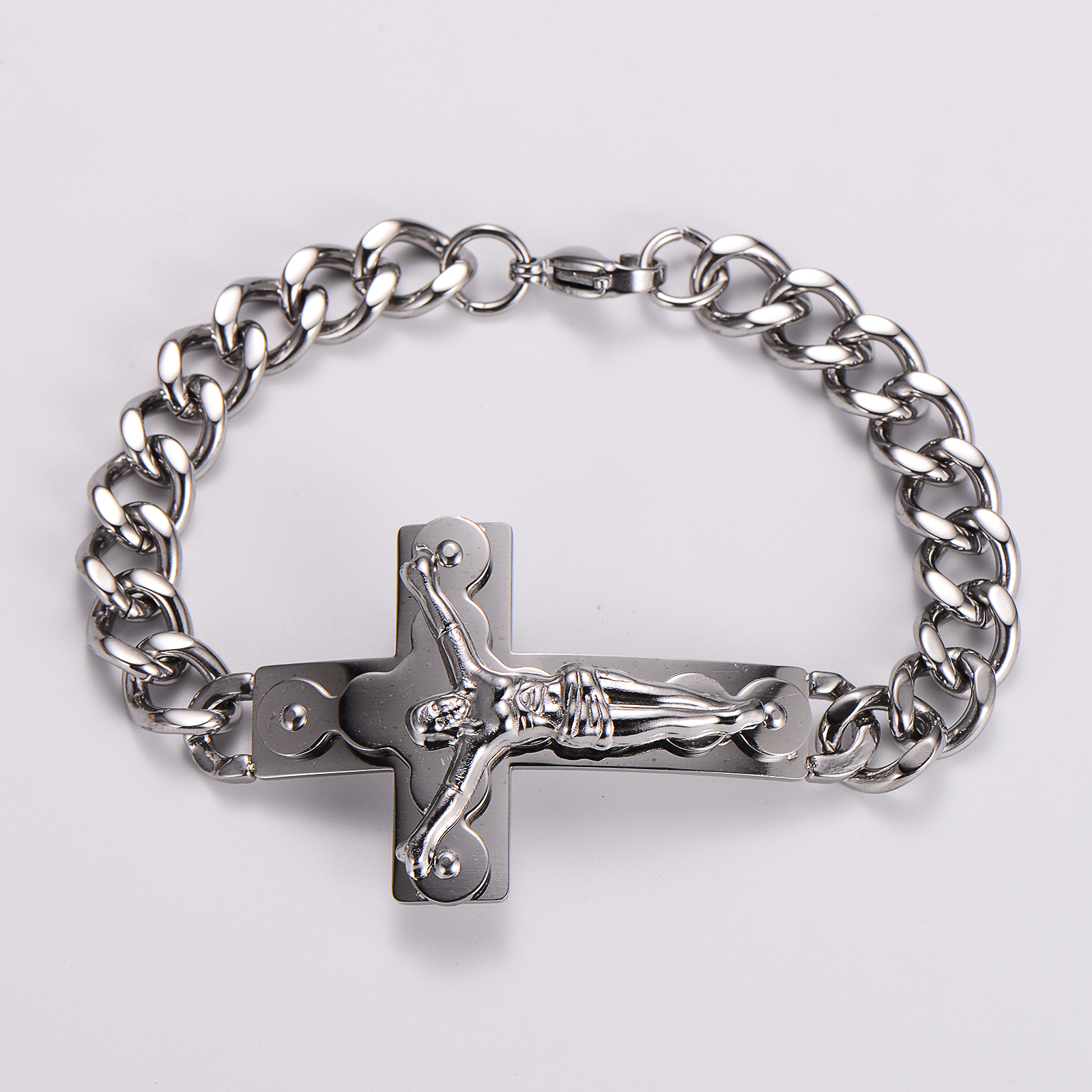 Casual Hip-Hop Cross Stainless Steel 18K Gold Plated Men's Bracelets display picture 4