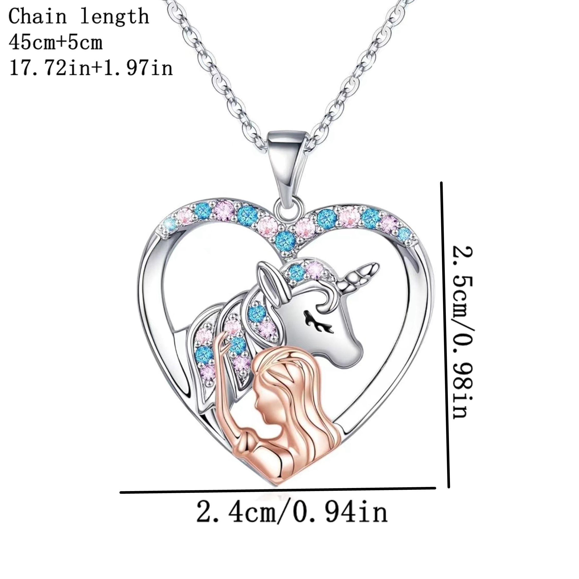 Cute Sweet Artistic Human Unicorn Alloy Hollow Out Inlay Artificial Rhinestones Silver Plated Children Unisex Pendant Necklace display picture 5