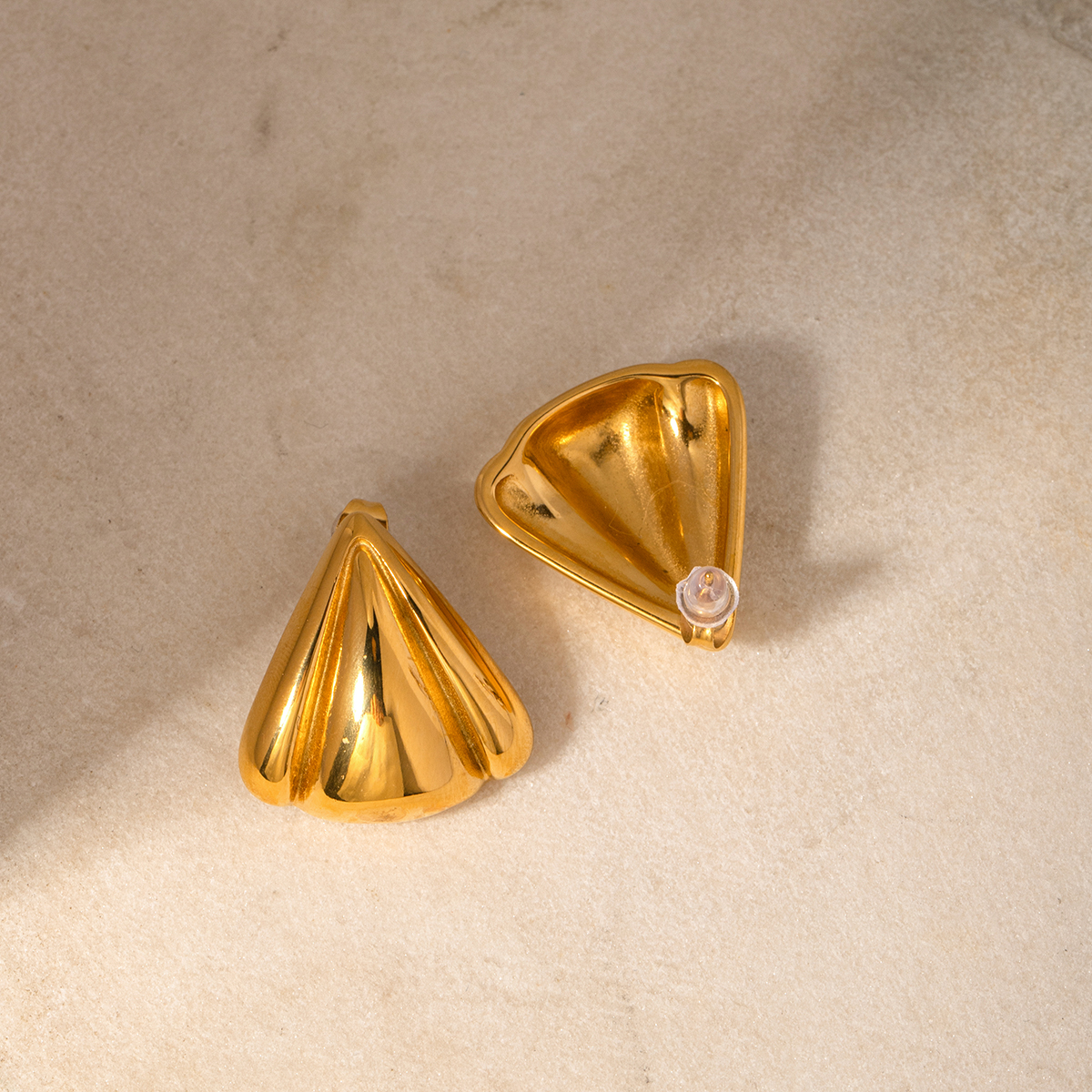 1 Pair IG Style Triangle Polishing 316 Stainless Steel  18K Gold Plated Ear Studs display picture 11