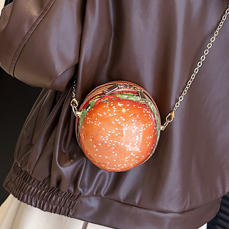 Women's PVC Hamburger Cute Clipped Button Circle Bag display picture 2