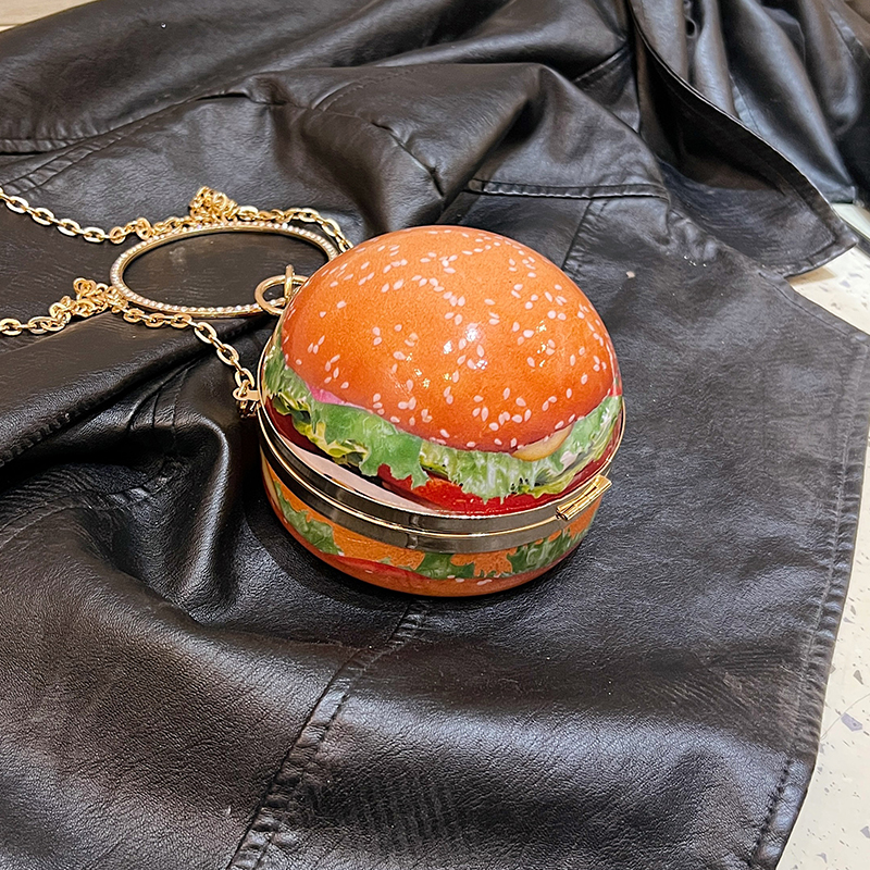 Women's PVC Hamburger Cute Clipped Button Circle Bag display picture 10
