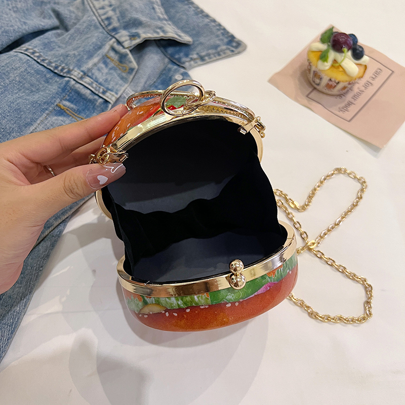 Women's PVC Hamburger Cute Clipped Button Circle Bag display picture 12