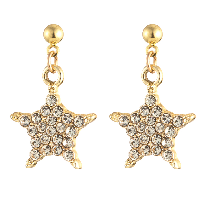 1 Par Casual Lindo Estrella Luna Aleación Diamantes De Imitación Chapado En Oro Plateado Pendientes De Gota display picture 4