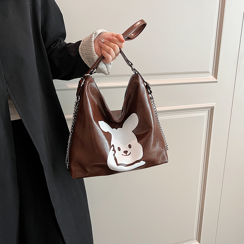 Women's Pu Leather Rabbit Classic Style Square Zipper Tote Bag display picture 3