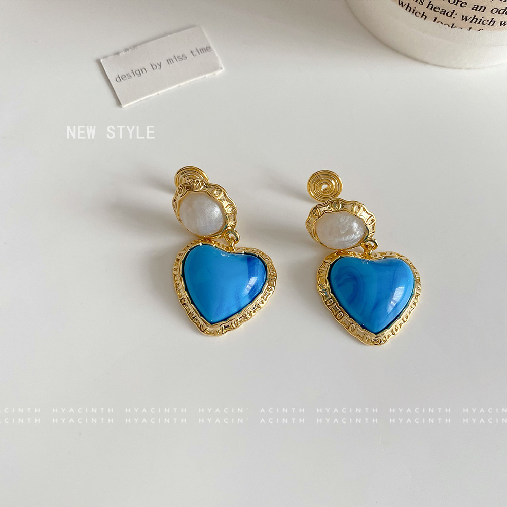 1 Pair Marine Style Simple Style Heart Shape Plating Copper 18K Gold Plated Drop Earrings Ear Cuffs display picture 1