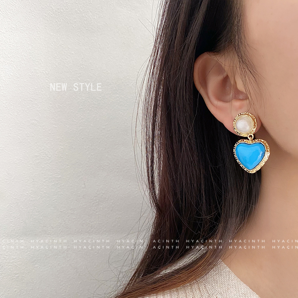 1 Pair Marine Style Simple Style Heart Shape Plating Copper 18K Gold Plated Drop Earrings Ear Cuffs display picture 4