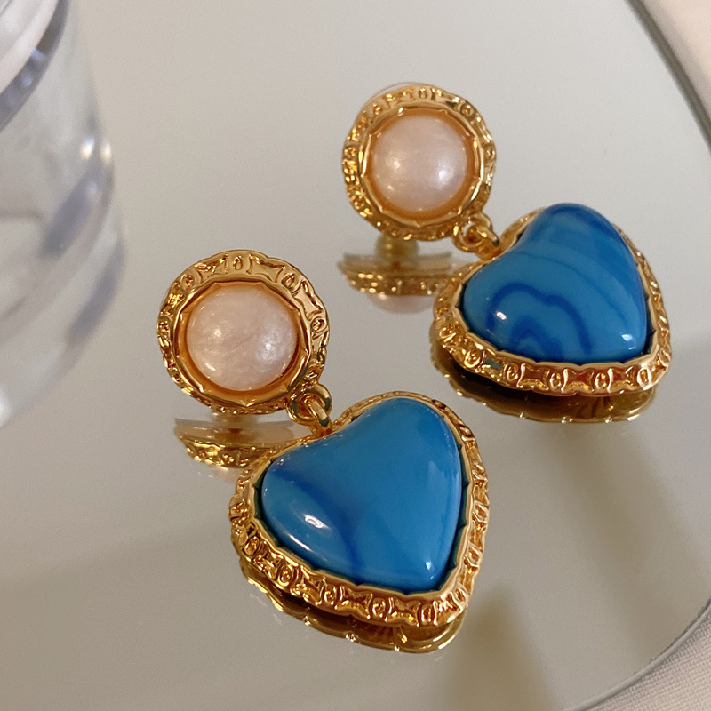 1 Pair Marine Style Simple Style Heart Shape Plating Copper 18K Gold Plated Drop Earrings Ear Cuffs display picture 6