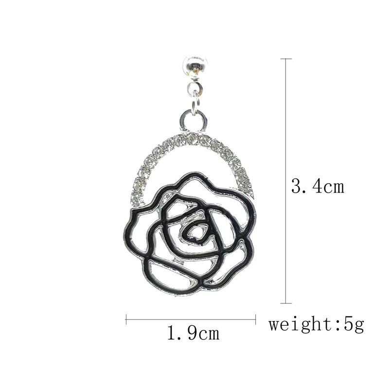 Sweet Simple Style Rose Flower Alloy Plating Hollow Out Rhinestones Gold Plated Silver Plated Women's Drop Earrings display picture 1
