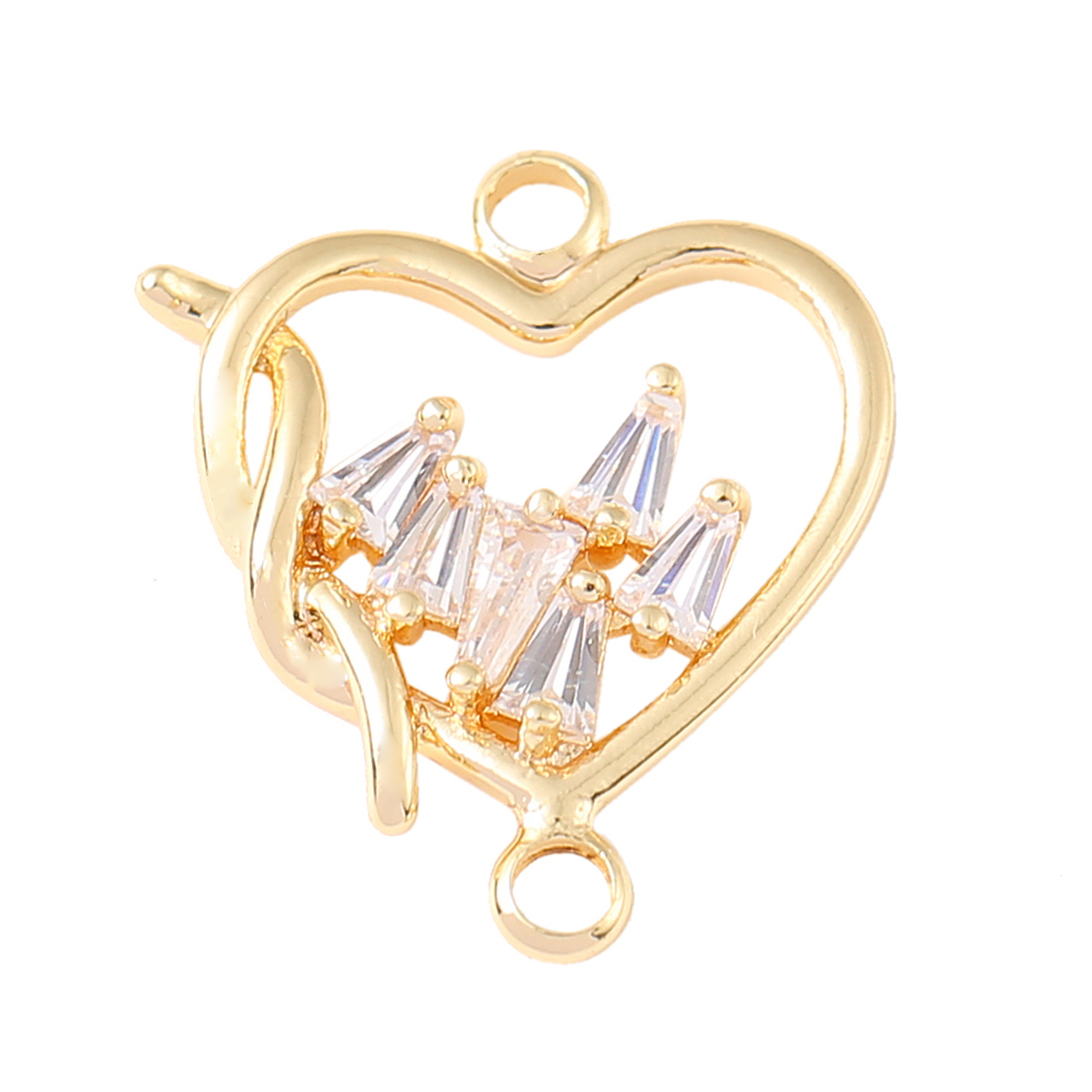 1 Piece 15 * 18mm Copper Zircon 18K Gold Plated White Gold Plated Heart Shape Polished Pendant display picture 9