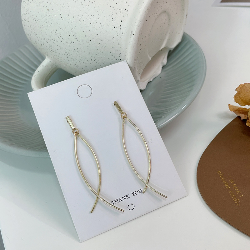 1 Pair IG Style Simple Style Lines Plating Copper 18K Gold Plated Drop Earrings display picture 4