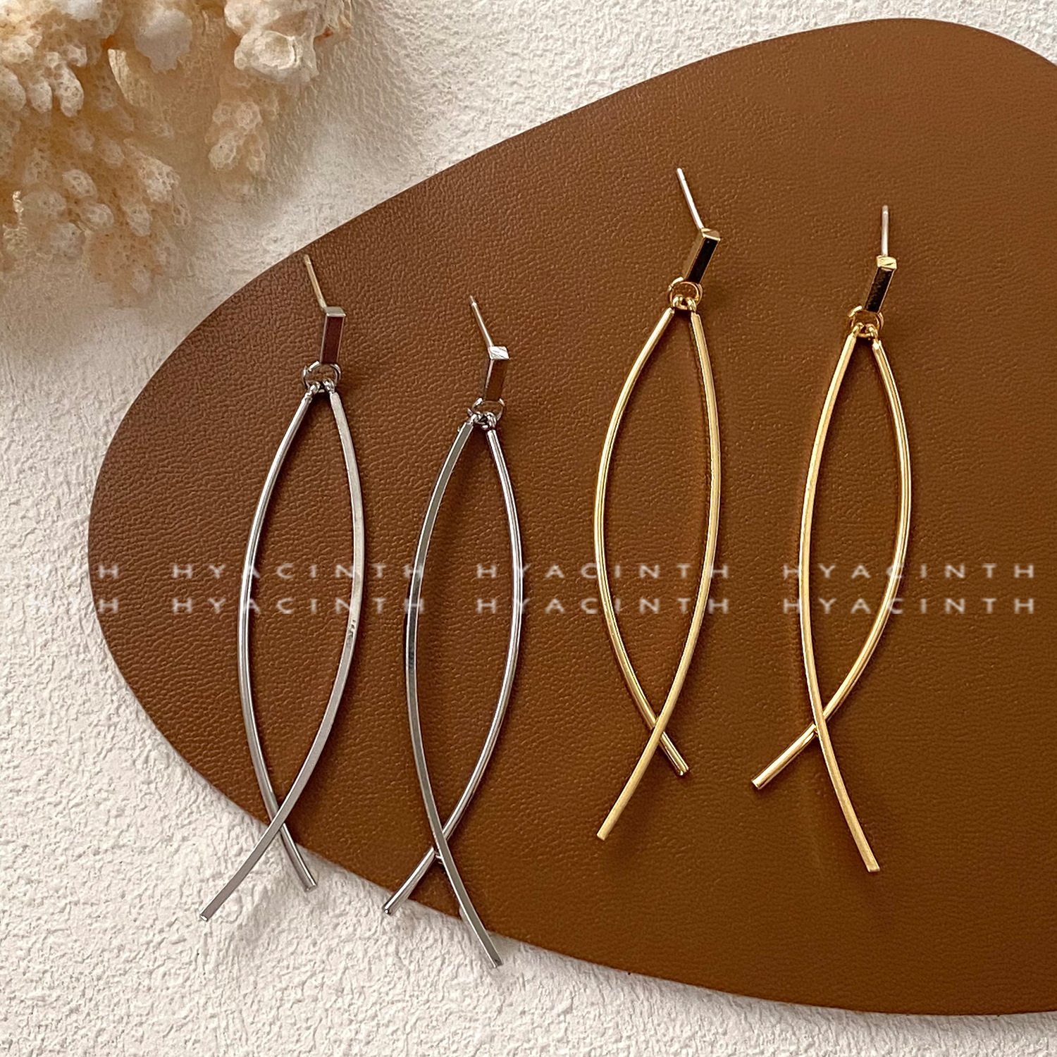 1 Pair IG Style Simple Style Lines Plating Copper 18K Gold Plated Drop Earrings display picture 10