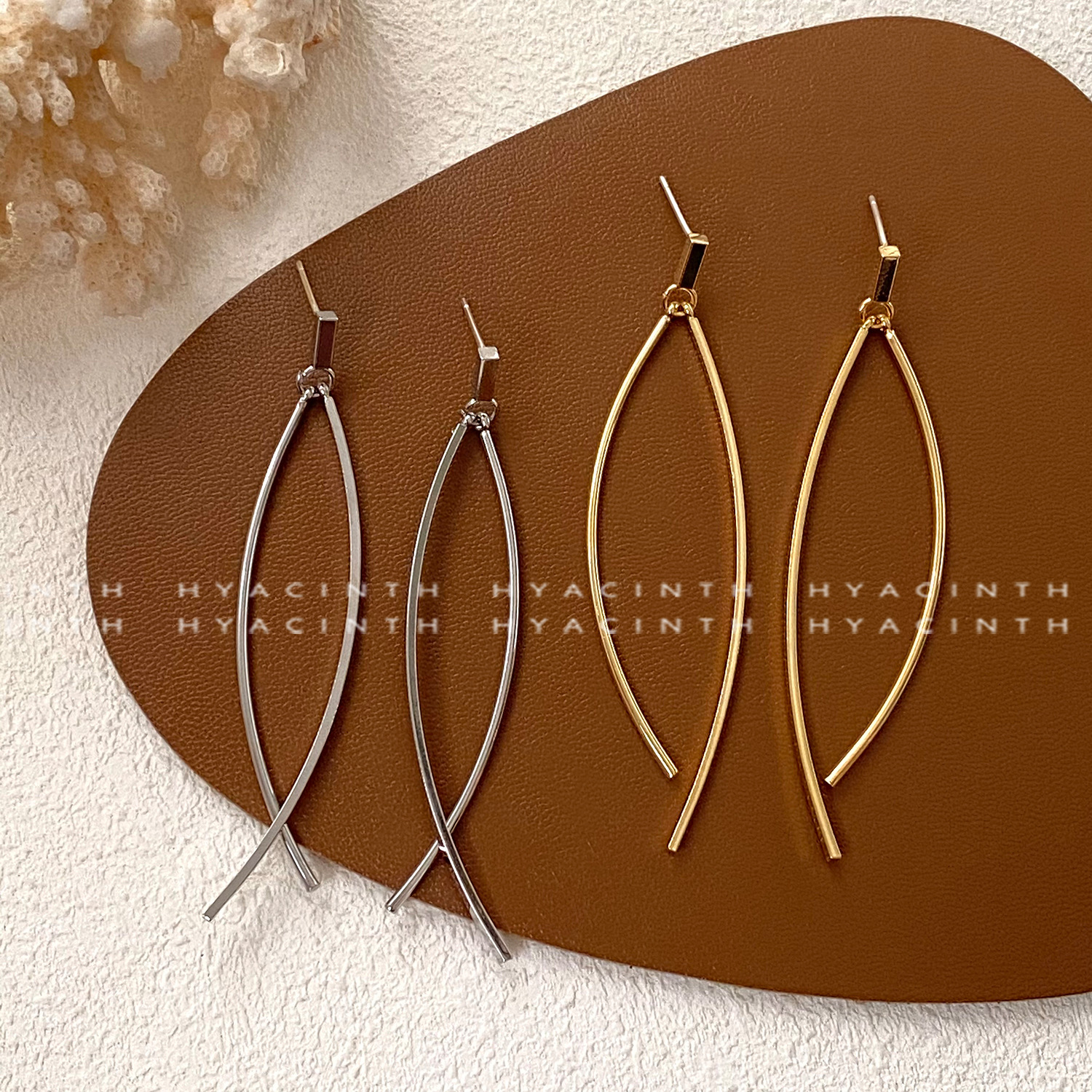 1 Pair IG Style Simple Style Lines Plating Copper 18K Gold Plated Drop Earrings display picture 9