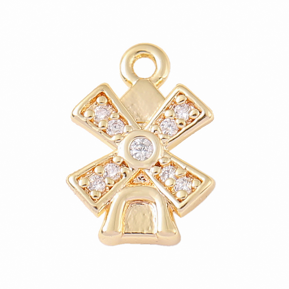 1 Piece 8 * 11mm Copper Zircon 18K Gold Plated White Gold Plated Windmill Polished Pendant display picture 9