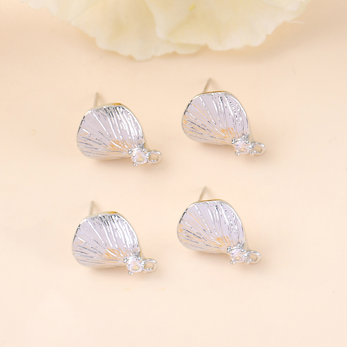 1 Pair 12 * 16mm Copper Zircon 18K Gold Plated White Gold Plated Leaf Brushed Earring Findings display picture 7