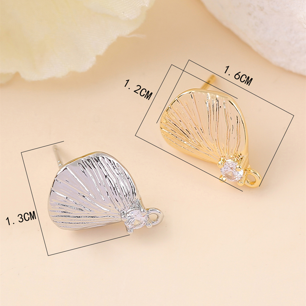 1 Pair 12 * 16mm Copper Zircon 18K Gold Plated White Gold Plated Leaf Brushed Earring Findings display picture 2