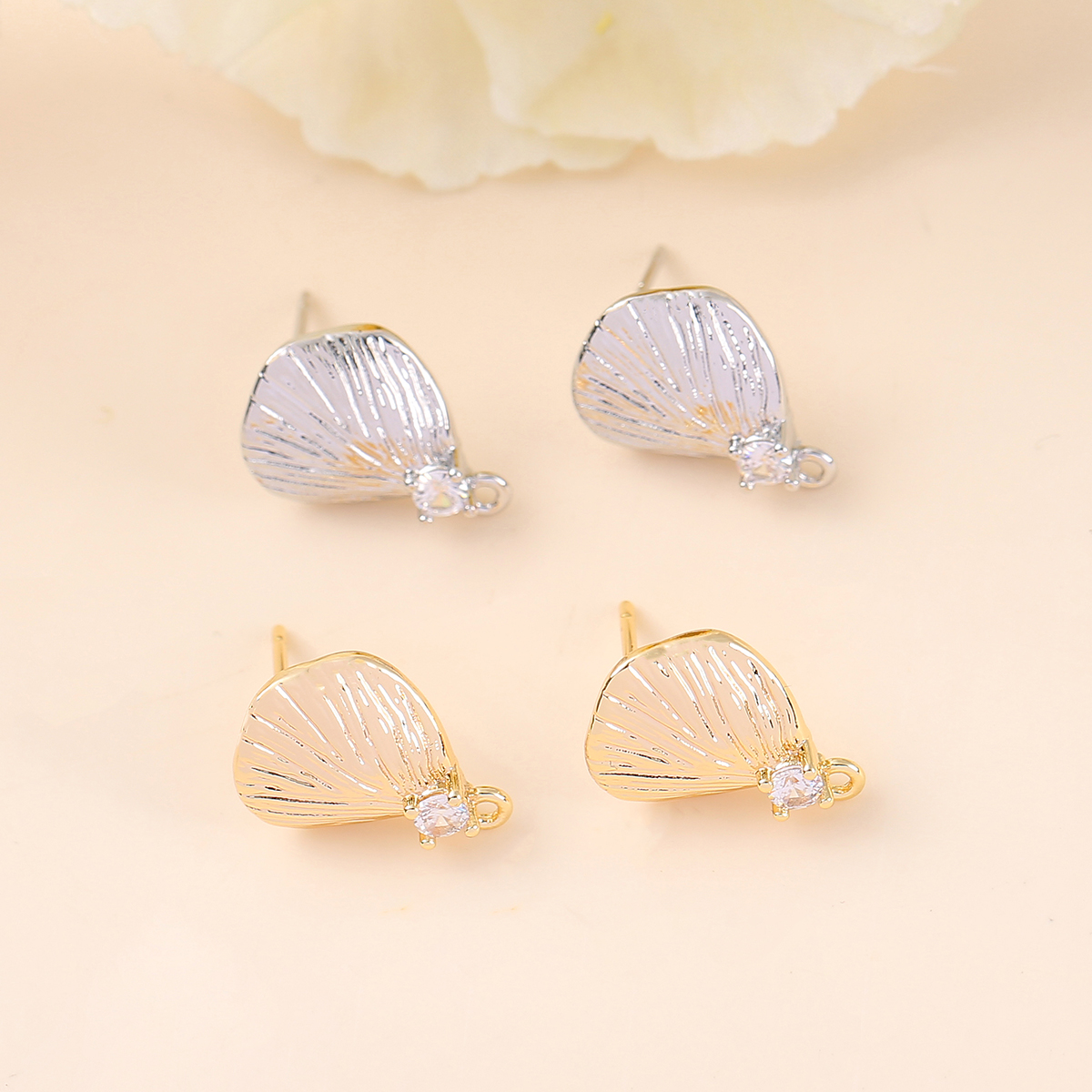 1 Pair 12 * 16mm Copper Zircon 18K Gold Plated White Gold Plated Leaf Brushed Earring Findings display picture 5