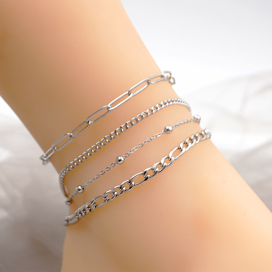 Casual Vacation Simple Style Solid Color 304 Stainless Steel Titanium Steel Chain Unisex Anklet display picture 1