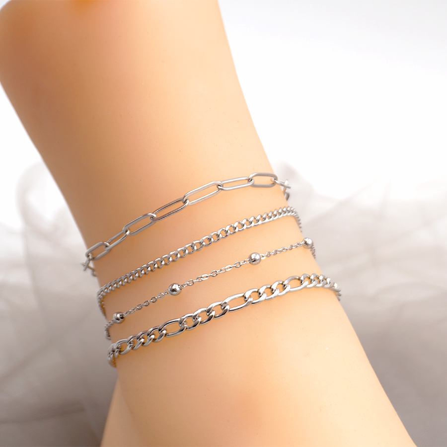Casual Vacation Simple Style Solid Color 304 Stainless Steel Titanium Steel Chain Unisex Anklet display picture 2
