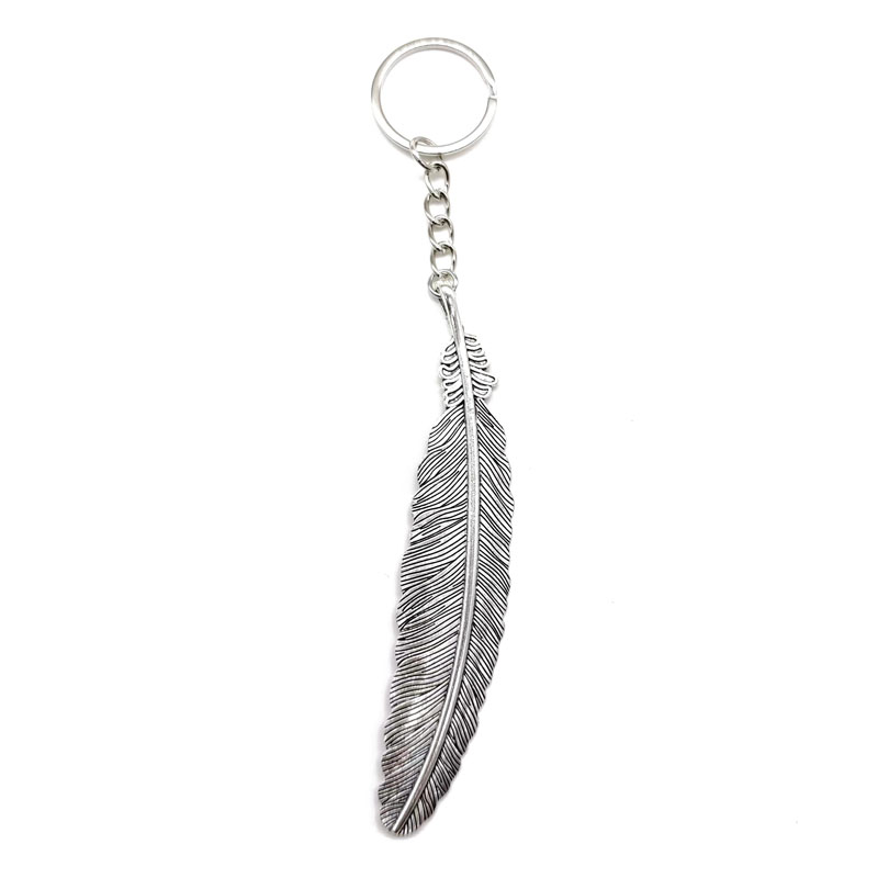 Retro Oversized Cool Style Feather Alloy Plating Silver Plated Bag Pendant Keychain display picture 1