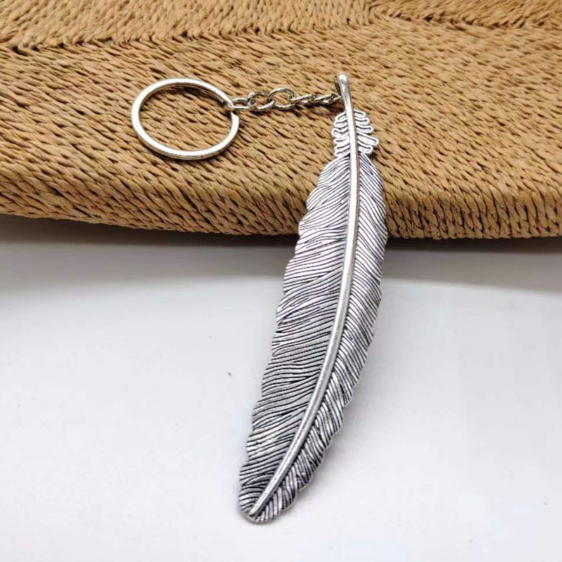 Retro Oversized Cool Style Feather Alloy Plating Silver Plated Bag Pendant Keychain display picture 7