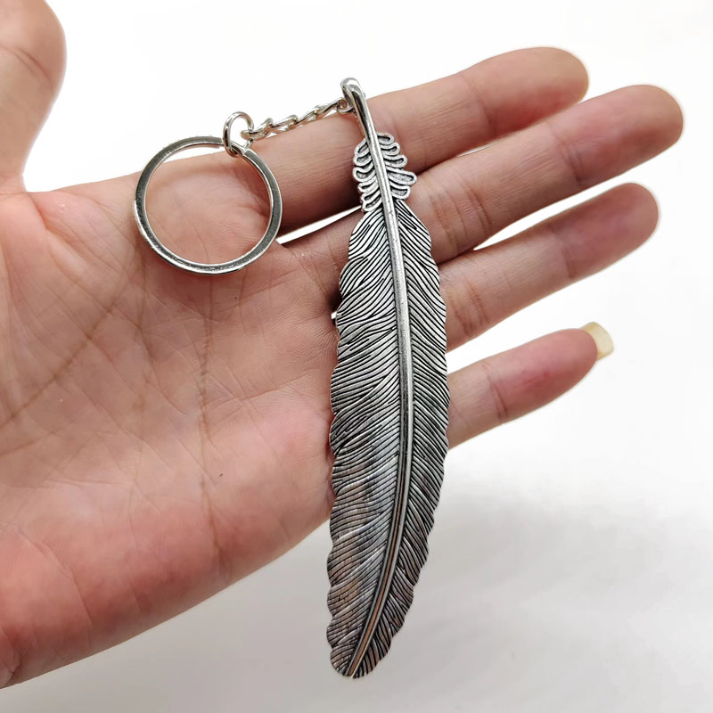 Retro Oversized Cool Style Feather Alloy Plating Silver Plated Bag Pendant Keychain display picture 6