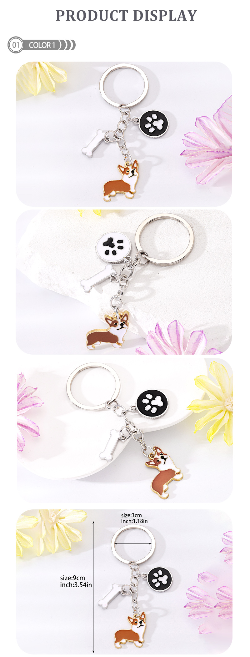Cute Simple Style Dog Paw Print Unforgettable Alloy Plating Bag Pendant Keychain display picture 2