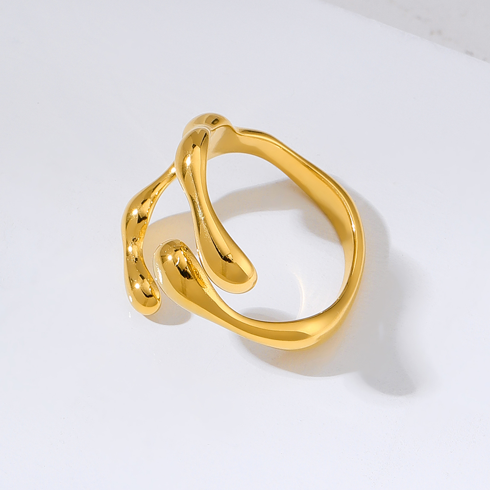 Edelstahl 304 18 Karat Vergoldet Einfacher Stil Irregulär Einfarbig Ringe display picture 1