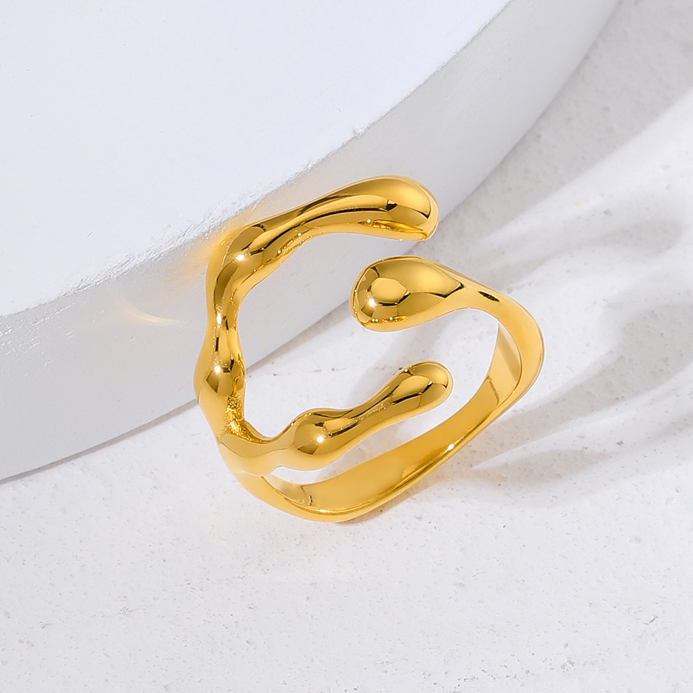 304 Stainless Steel 18K Gold Plated Simple Style Irregular Solid Color Rings display picture 3