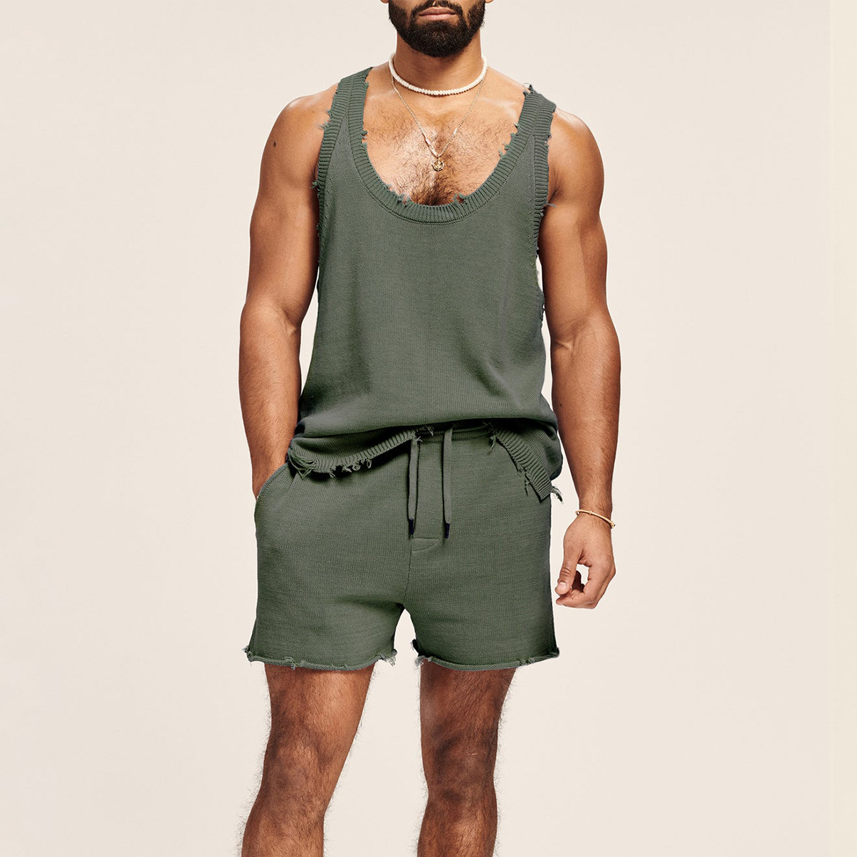 Hommes Couleur Unie Ensembles De Shorts Vêtements Pour Hommes display picture 14