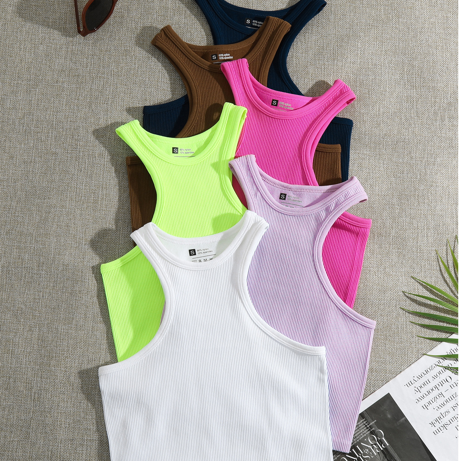 Women's Racerback Tank Tops Tank Tops Vacation Solid Color display picture 36