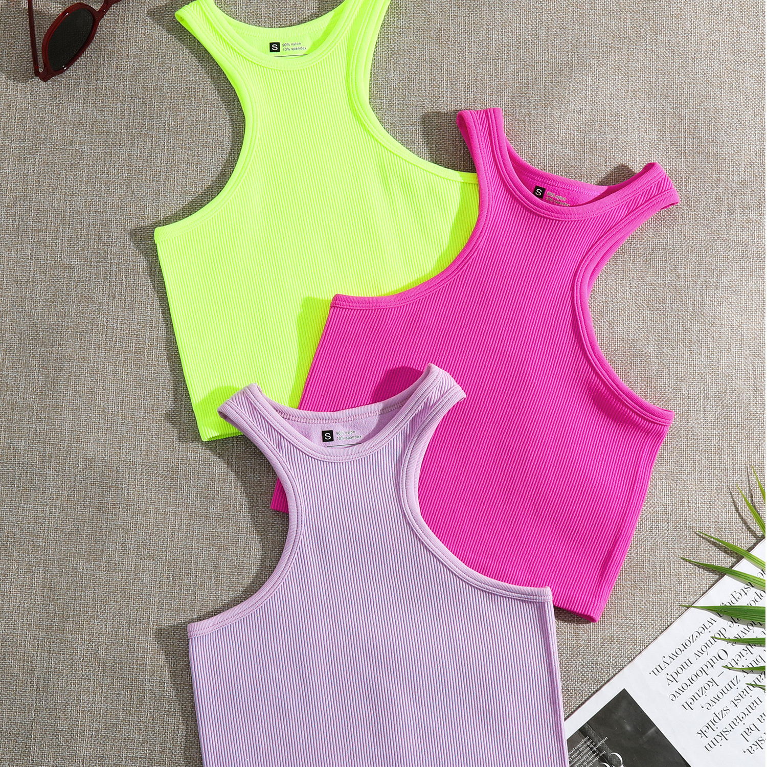 Women's Racerback Tank Tops Tank Tops Vacation Solid Color display picture 40